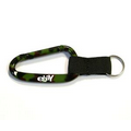 Camouflage Green Carabiner with Split Key Ring and Nylon Strap